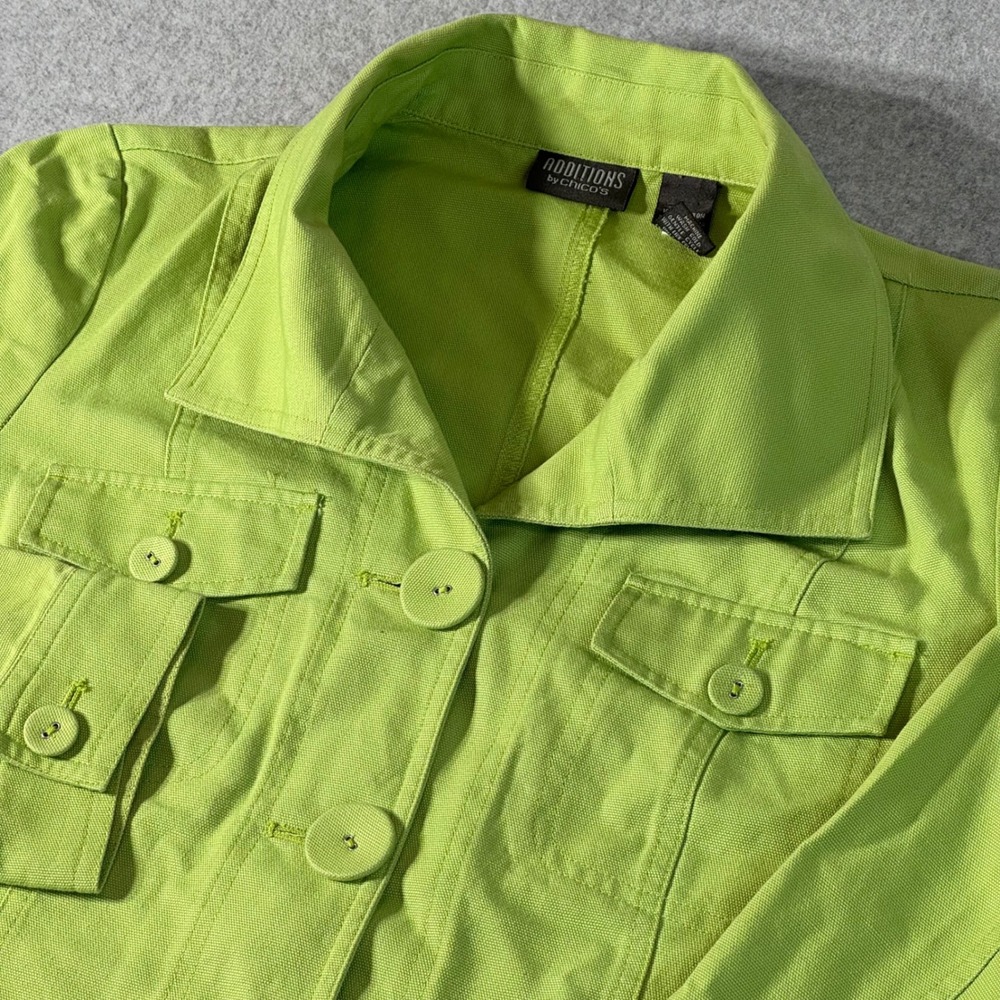 Additions by Chicos Lime Green Cotton Button Front Jacket Size 1 13011307